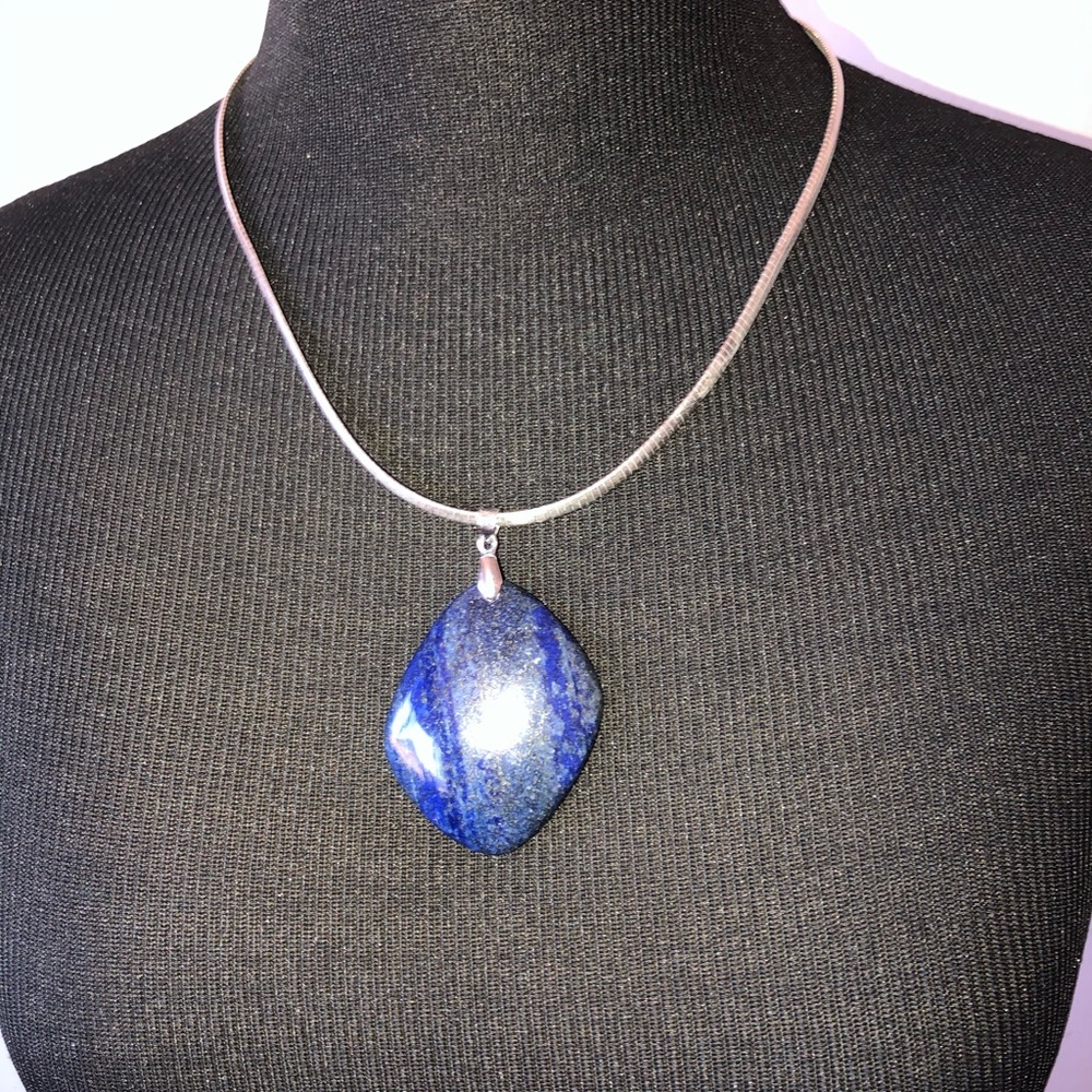 🛍️ Genuine Lapis Lazuli Modernist Pendant - Picture 11 of 13